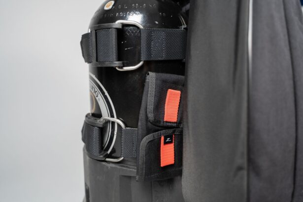 Side view of the Zeagle Ranger showing two cam bands, metal D-rings and orange pocket pull tabs