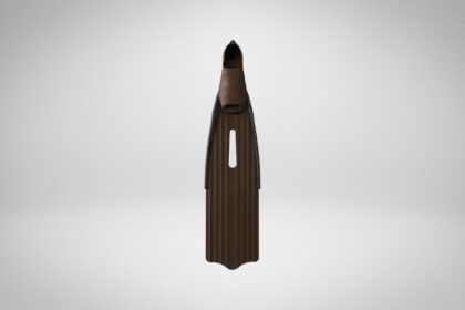 Omer Stingray EVO freediving fin in brown with a ribbed blade and matching soft foot pocket