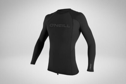 O'Neill Thermo X long sleeve insulative top in black with a grey chest logo