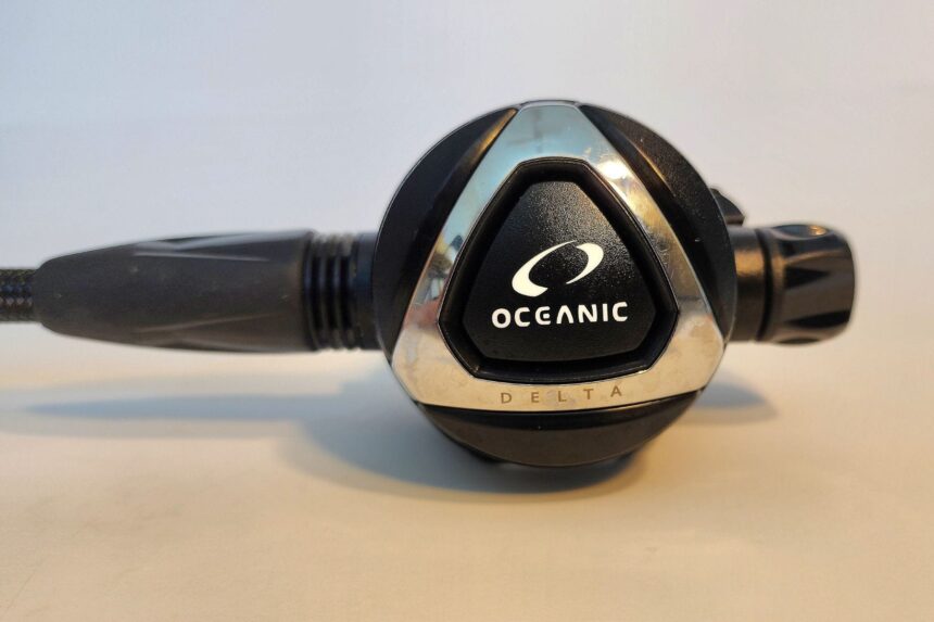 Oceanic Delta second stage seen face on with its chrome trimmed front cover