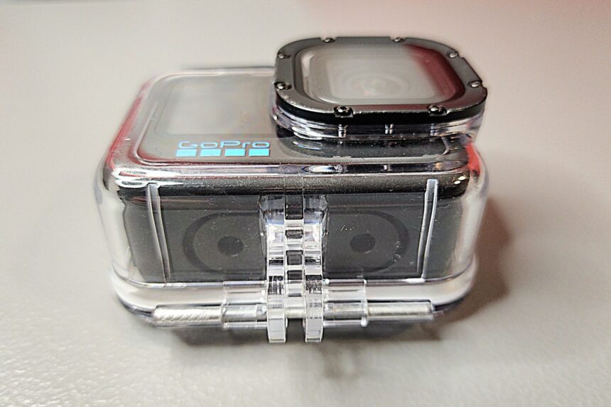 GoPro Hero 11 sealed inside its clear underwater housing