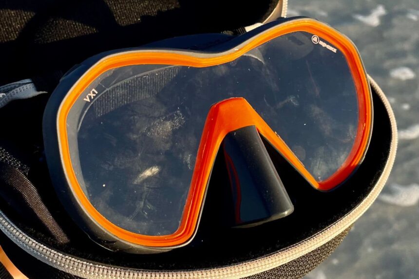 The Apeks VX1 checks a lot of boxes with a neoprene mask strap, quick-release buckles, and lightweight, single-lens construction.