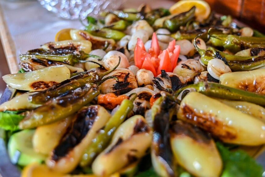 Platter of grilled vegetables and peppers served aboard the Galapagos Aggressor III