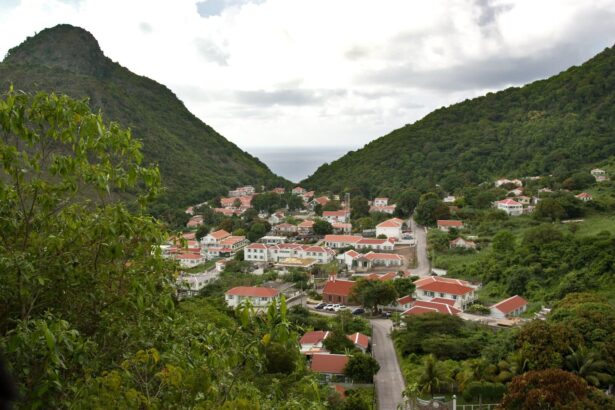 The village of The Bottom nestled in a green mountain valley on Saba