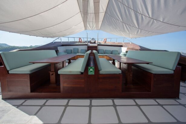 shaded lounge seating on the Emperor Harmoni's upper deck