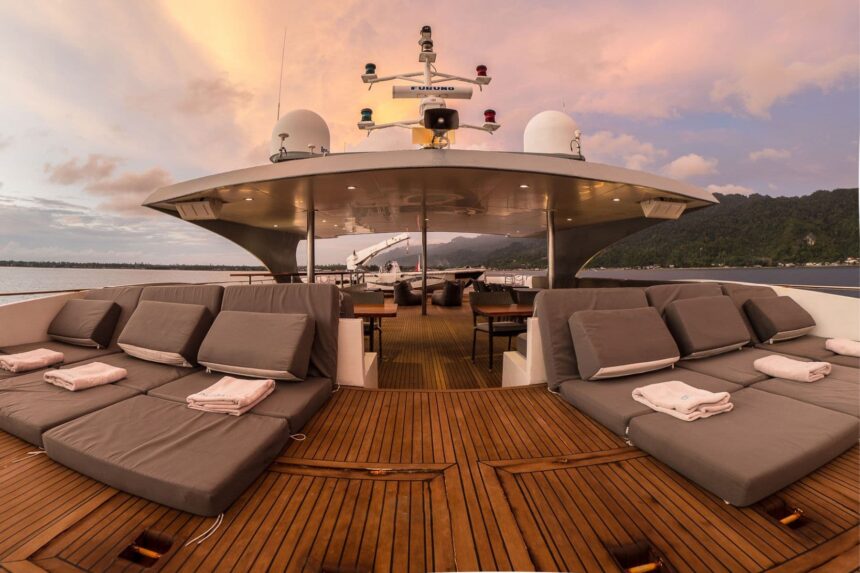 Sunset lounge seating on the upper deck of the Gaia Love