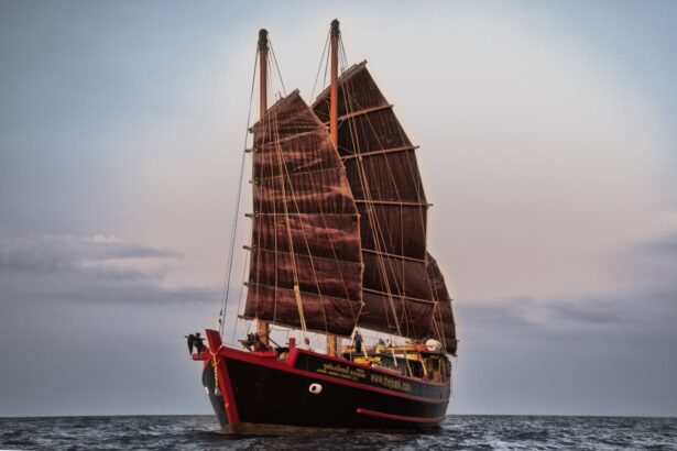 The Junk under full sail with all three masts raised