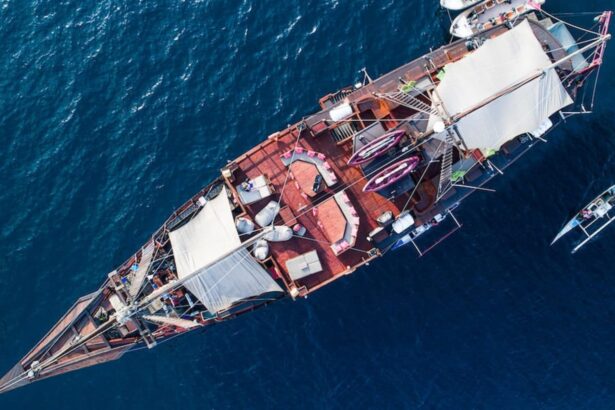 Aerial view of the Arenui's deck layout from above