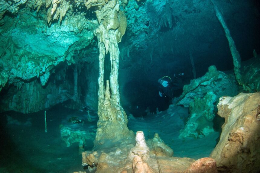 Diving inside cenote Dos Ojos requires cave certification.