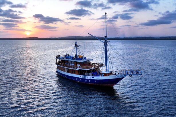 Lady Denok phinisi anchored at sunset