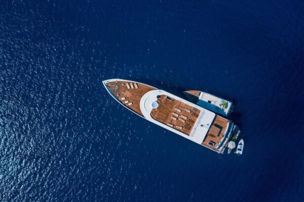 Aerial view of the Scubaspa Yang liveaboard cruising open water