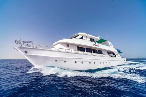 Amelie liveaboard dive yacht cruising through open water