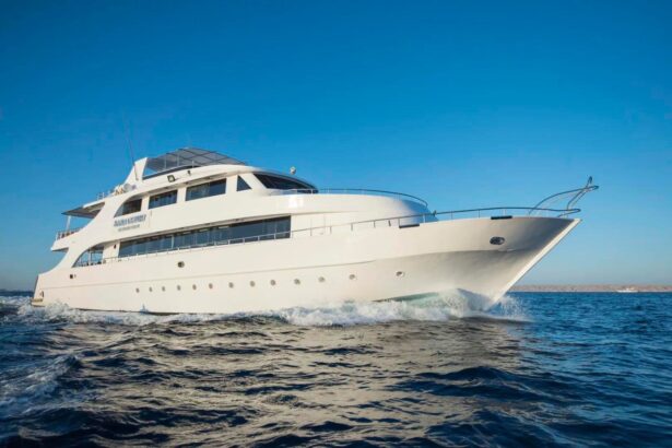 Discovery II liveaboard yacht cruising through calm blue water