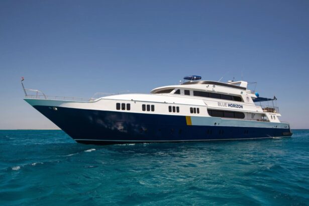 The Blue Horizon liveaboard yacht cruising on calm turquoise water