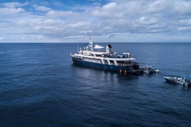 Side profile of the Solitude One liveaboard cruising open water