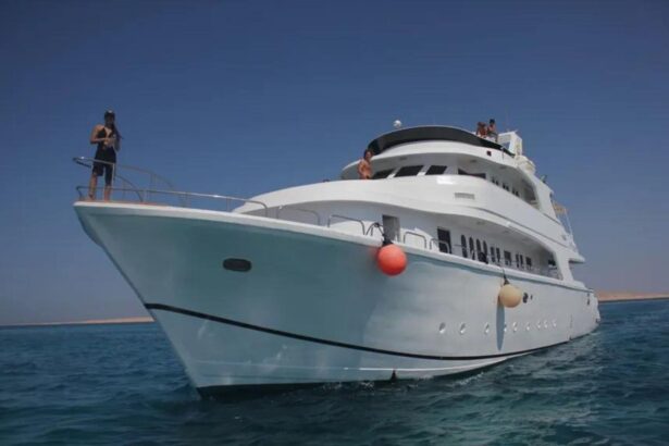Bow view of the MY Blue Planet 1 liveaboard cruising the Red Sea