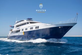 Master Liveaboards' Blue Horizon liveaboard yacht underway on calm seas