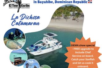 El Tour Caribe promo graphic for the La Dichosa catamaran charter in Bayahibe, Dominican Republic