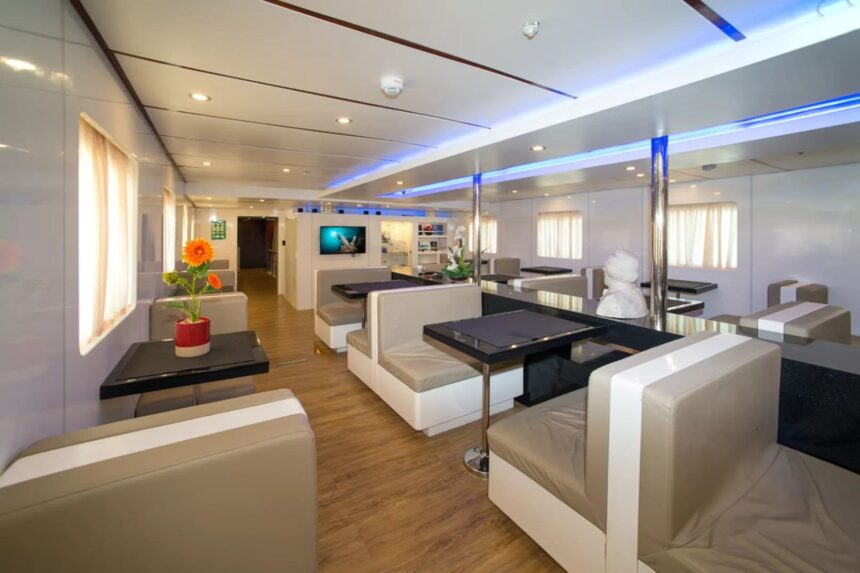 Onboard area of the Discovery Palawan liveaboard