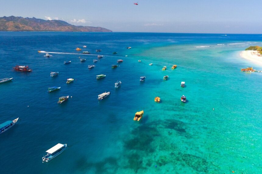 Diving In Gili Islands Aerial The rich biodiversity of Gili Islands means sites are busy with divers and snorkelers.