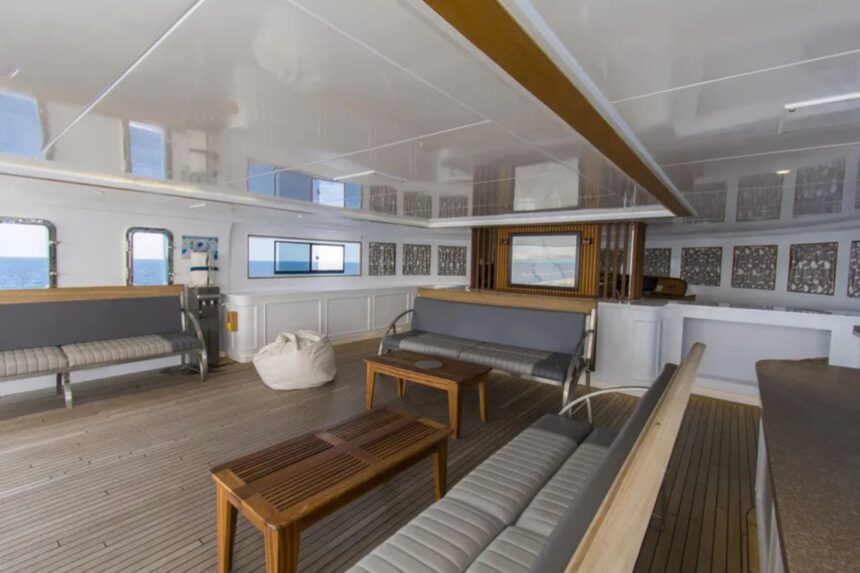 Interior lounge seating aboard the Golden Dolphin IV