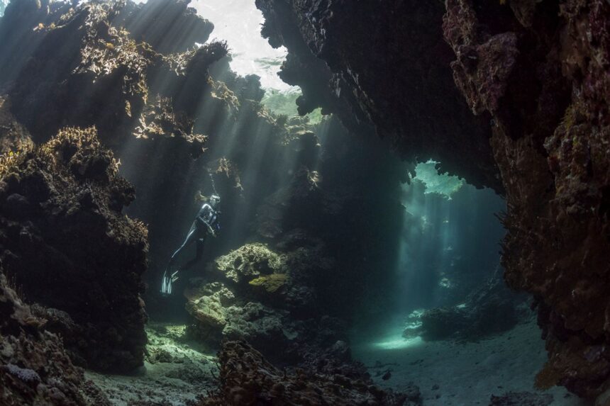 Diving The Solomon Islands Mbulo Caves Mbulo Caves is a breathtaking dive if done at the right time of day. (Photo by Matt Smith)