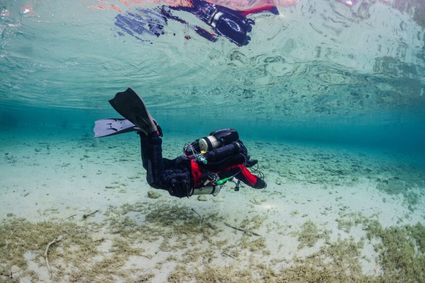 Dive in silence on a rebreather—you’ll only hear yourself breathe. (Hollis Prism2 shown here)
