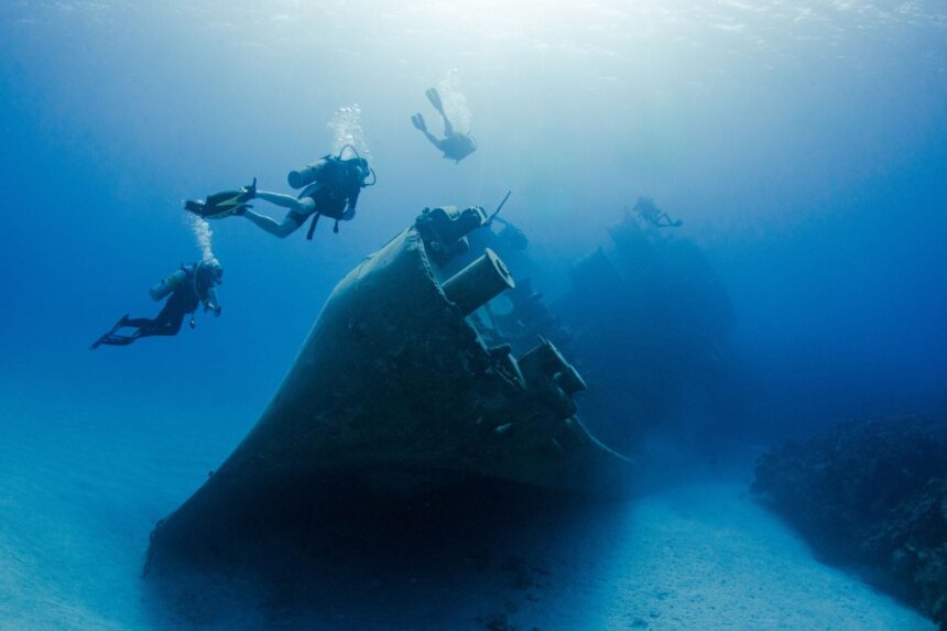 Worlds Best Wreck Dive Sites Kittiwake Dive This former submarine rescue vessel features five decks to explore. (Image courtesy of the Cayman Islands Department of Tourism)