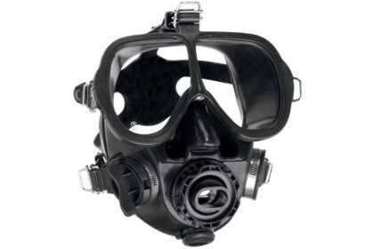 Scubapro full face dive mask front view showing the wide single lens and centre regulator port