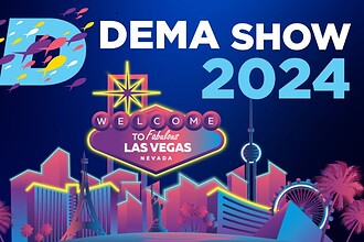 DEMA Show 2024 graphic with the Las Vegas skyline and Welcome to Las Vegas sign