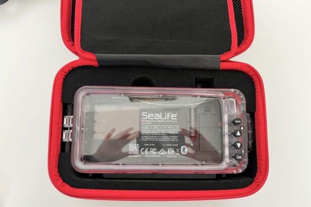SeaLife SportDiver Ultra housing packed inside its red-lined hard travel case