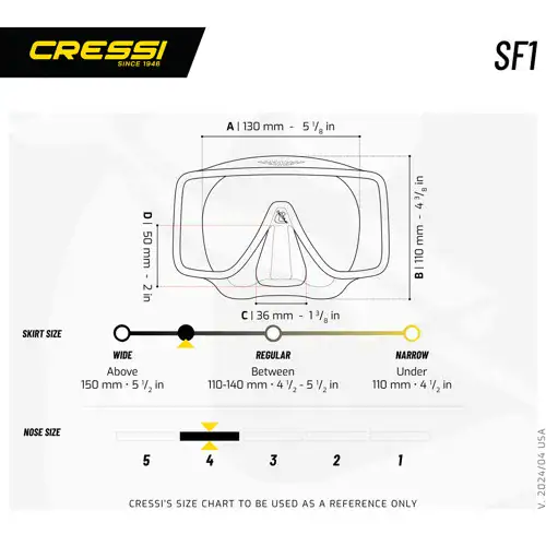 Cressi SF1 Squared Frameless Scuba Diving Mask