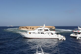 Dive safari boats near Small Brother Island in the Red Sea